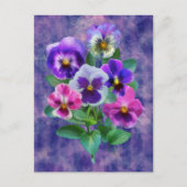 Bouquet von Violets Pansy Blume DANKE Postkarte (Vorderseite)