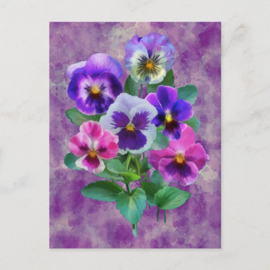 Bouquet von Violets Pansy Blume DANKE Postkarte (Vorderseite)