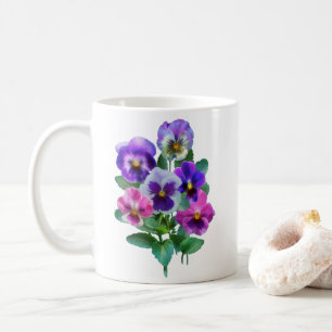 Bouquet von Violets Pansy Blume Kaffeetasse