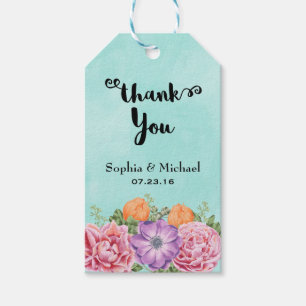Bouquet von Watercolor Blume Hochzeit Vielen Dank Geschenkanhänger