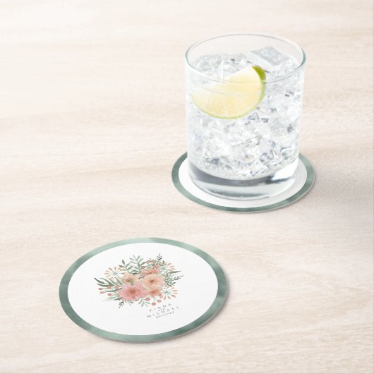 Bouquet Wedding Blush ID654 Runder Pappuntersetzer (Vor Ort)