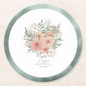 Bouquet Wedding Blush ID654 Runder Pappuntersetzer (Vorderseite)