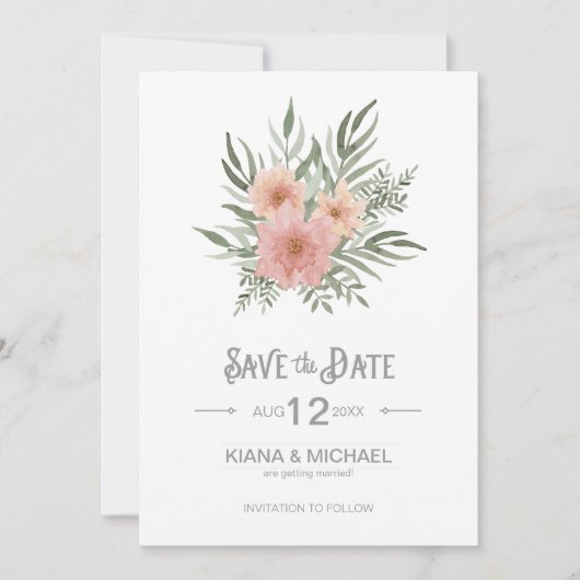 Bouquet Wedding Blush ID654 Save The Date (Vorderseite)