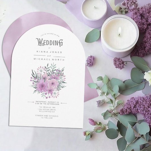 Bouquet Wedding Lilac Arch ID654 Einladung