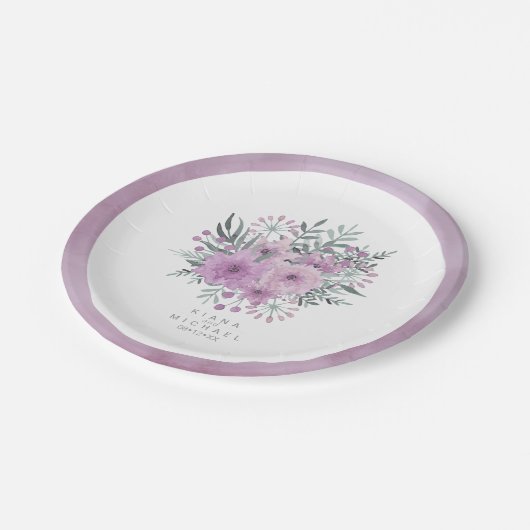 Bouquet Wedding Lilac ID654 Pappteller (Schrägansicht)