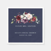 Bouquet Wine Blush Future Mrs. Brautparty Navy Serviette (Vorderseite)