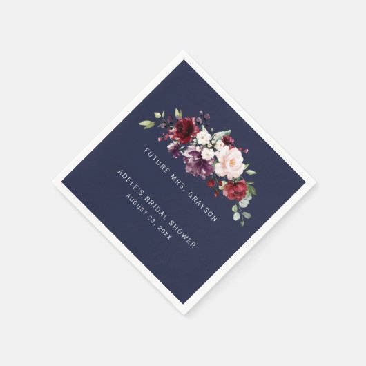 Bouquet Wine Blush Future Mrs. Brautparty Navy Serviette (Ecke)