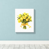 Bouquet Yellow Tulips Blume Leinwanddruck (Insitu (Holzboden))