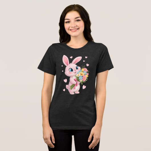 "Bouquets & Bunny Smiles" Tri-Blend Shirt (Vorderseite voll)