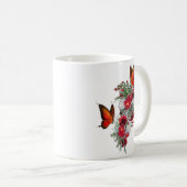 Bouquets mit weißem Rosen und Burgund Kaffeetasse (VorderseiteRechts)