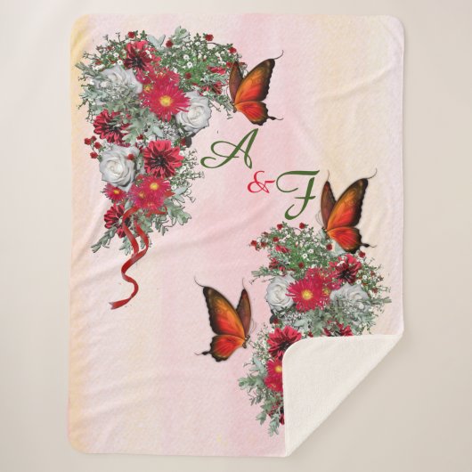 Bouquets mit weißem Rosen und Burgund Sherpadecke (Vorderseite)