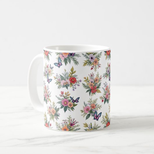 Bouquets und Schmetterlinge Kaffeetasse (Vorderseite Links)