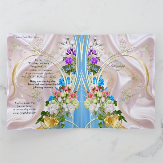 Bouquets von mehrfarbigen Rose auf Seidentexturen Karte (Innenseite)