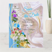 Bouquets von mehrfarbigen Rose auf Seidentexturen Karte (Vorderseite)