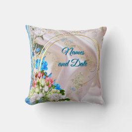 Bouquets von mehrfarbigen Rose auf Seidentexturen Kissen