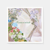 Bouquets von mehrfarbigen Rose auf Seidentexturen Serviette (Vorderseite)