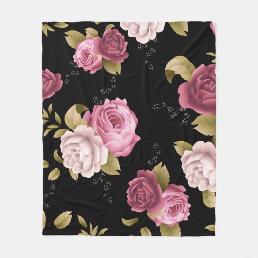 Bouquets von Rose 3 Fleecedecke (Vorderseite)