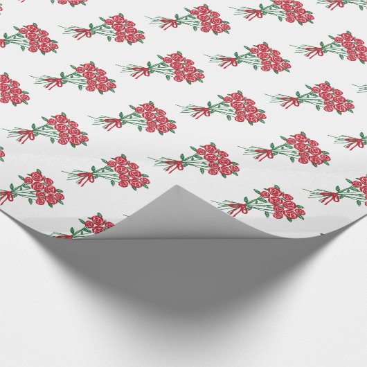 Bouquets von Rote Rosen Pattern Romantische Geschenkpapier (Ecke)