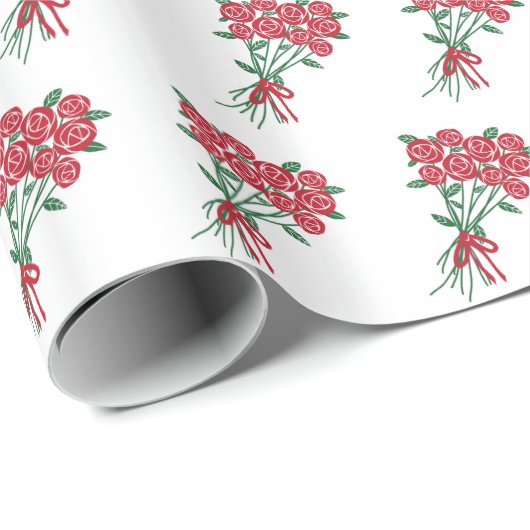 Bouquets von Rote Rosen Pattern Romantische Geschenkpapier (Rolleneckpunkt)