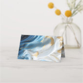 Bouquets von Silky Blue White und Gold Edges Platzkarte (Rückseite)