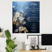 Bouquets von Silky Blue White und Gold Edges Poster (Heimbüro)