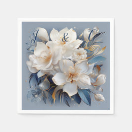Bouquets von Silky Blue White und Gold Edges Serviette