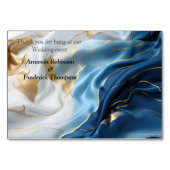 Bouquets von Silky Blue White und Gold Edges Tischnummer (Rückseite)