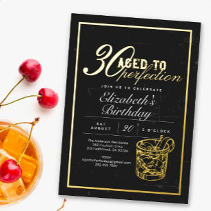 Bourbon 'Aged to Perfection' 30. Geburtstagsfeier Folieneinladung