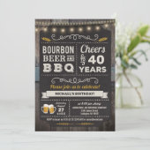 Bourbon Beer und GRILLEN 40. Geburtstag Einladung (Stehend Vorderseite)