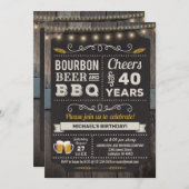 Bourbon Beer und GRILLEN 40. Geburtstag Einladung (Vorne/Hinten)