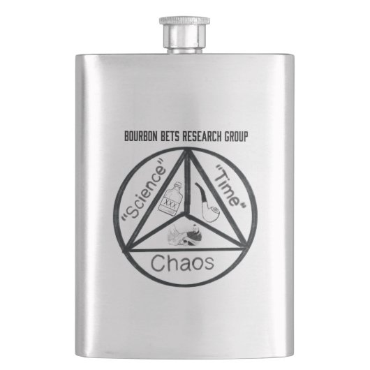 Bourbon Bets Research Group Flask Flachmann (Vorderseite)