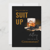 Bourbon Black Tuxedo Anzug Up Trauzeuge Einladung (Vorderseite)