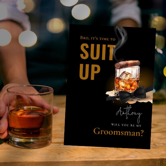 Bourbon Cigar Tuxedo Anzug Up Trauzeuge Einladung