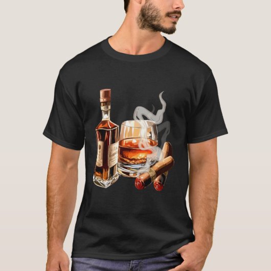 Bourbon Drinks Zigarren Drinker Papa Vater T-Shirt (Vorderseite)