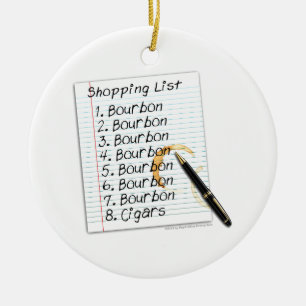 BOURBON-EINKAUFSLISTE COCKTAIL-SPASS KERAMIK ORNAMENT