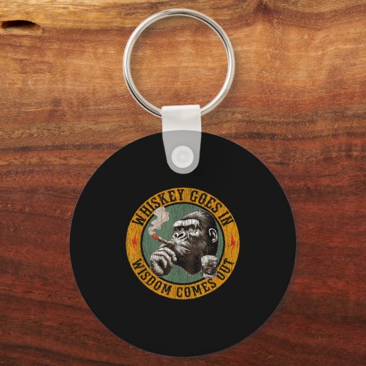 Bourbon geht in Weisheit kommt aus AffenWhiskey Schlüsselanhänger (Vorderseite)