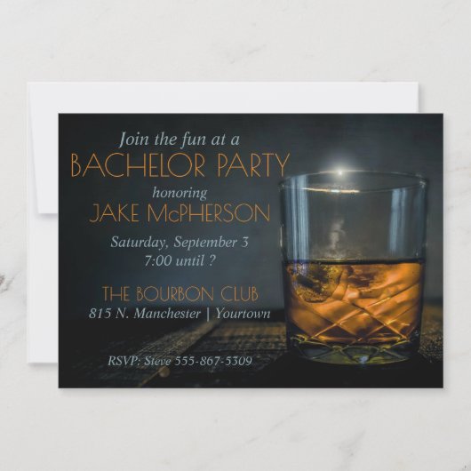 Bourbon Gentleman Kariert Bachelor Einladung (Vorderseite)