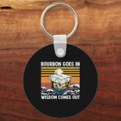 Bourbon Goes In Wisdom Comes Out 1970s Retro Schlüsselanhänger (Vorderseite)