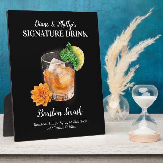Bourbon Smash Cocktail Bar Signature Drink Zeichen Fotoplatte (Seite)