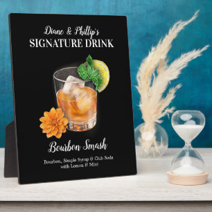 Bourbon Smash Cocktailbar Signature Drink Schild Fotoplatte