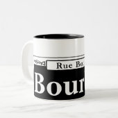 Bourbon-St., New- OrleansStraßenschild Zweifarbige Tasse (Vorderseite Links)