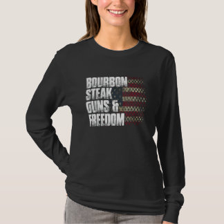 Bourbon Steak Guns & Freedom USA Flag Whiskey Gift T-Shirt