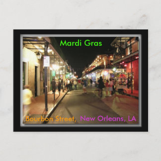 Bourbon Street Mardi Gras, New Orleans, LA postcar Postkarte