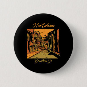 Bourbon Street New Orleans Souvenir Louisiana Mard Button