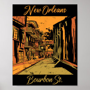 Bourbon Street New Orleans Souvenir Louisiana Mard Poster