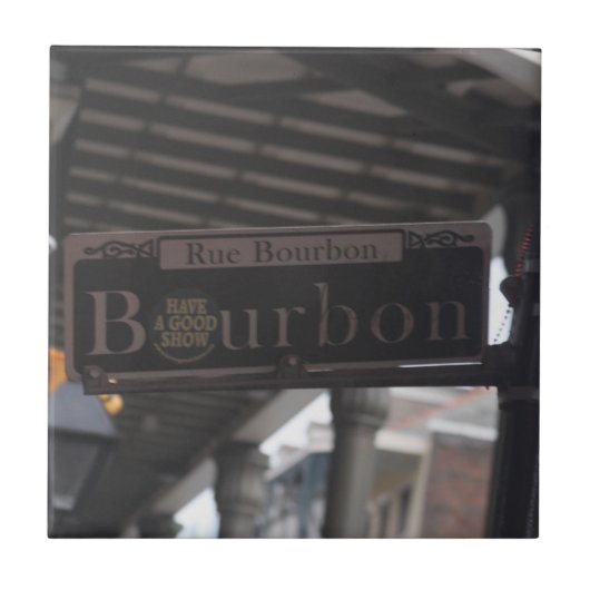 Bourbon Street Sign Keramik Tile Fliese (Vorderseite)