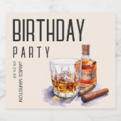 Bourbon und Cigar Geburtstagsparty Alkoholflaschenetikett (Einzelnes Label)