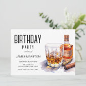Bourbon und Cigar Geburtstagsparty Einladung (Stehend Vorderseite)