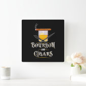 Bourbon und Zigarren Quadratische Wanduhr (Zuhause)