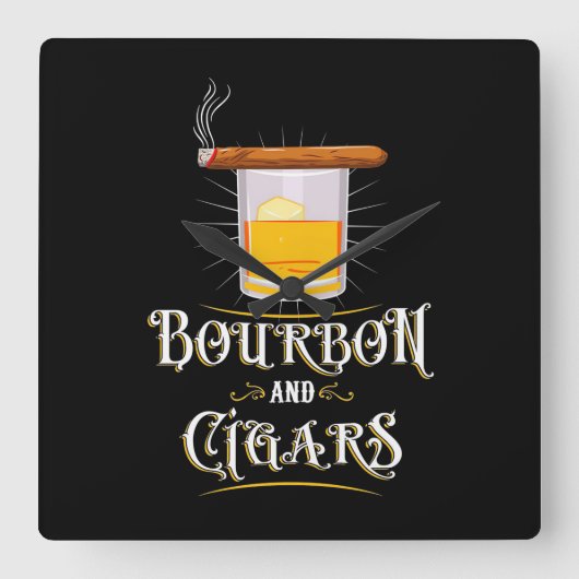 Bourbon und Zigarren Quadratische Wanduhr (Vorderseite)